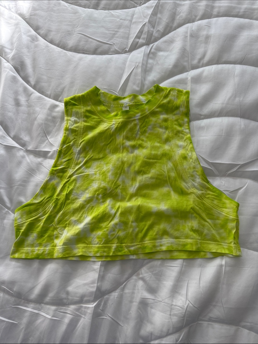 Lululemon Neon Lime Tie-Dye Crop Tank Top